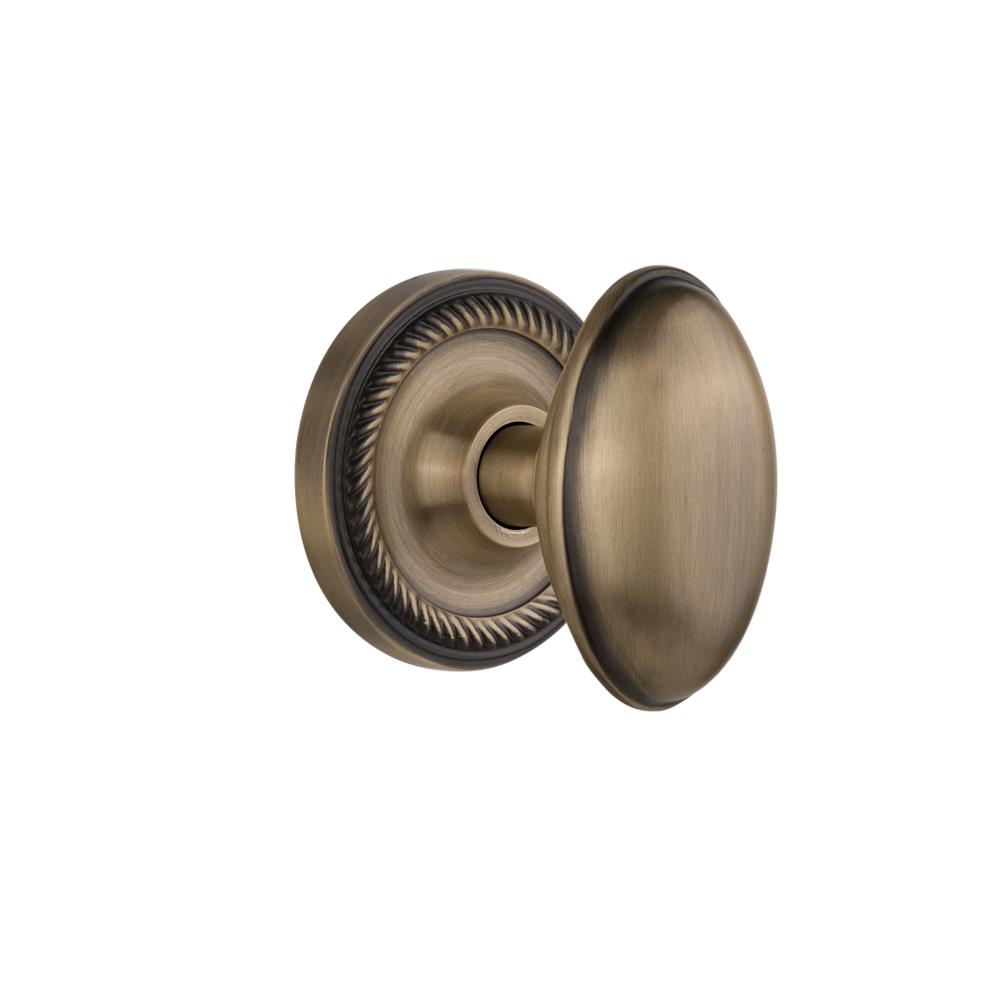 Nostalgic Warehouse ROPHOM Privacy Knob Rope rosette with Homestead Knob in Antique Brass